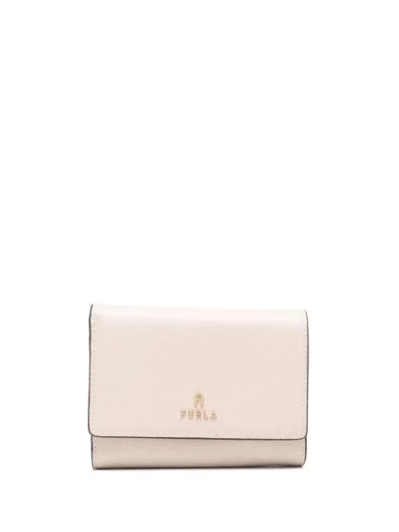 Portofel Furla din piele cu autograf roz