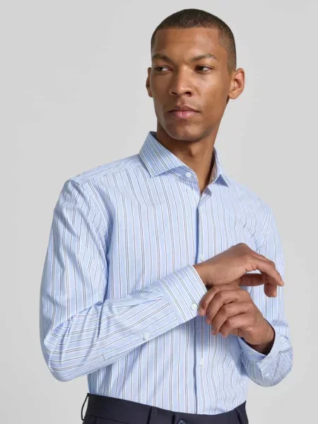 Koszula biznesowa o kroju slim fit z mieszanki bawełny model HANK-SP' Boss błękitna