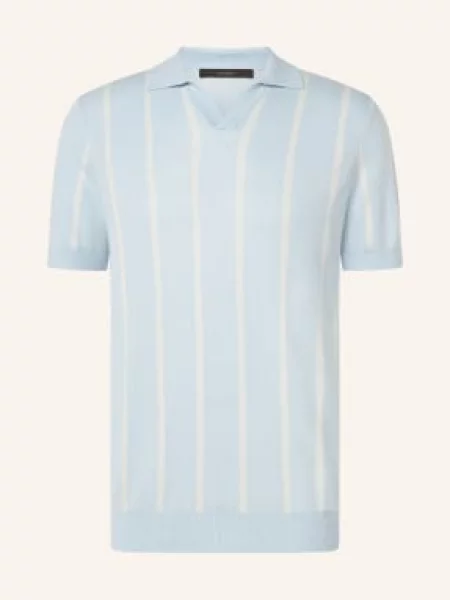 Windsor. Pletené Polo Tričko Lindo S Lnem tmavě modrá bílá