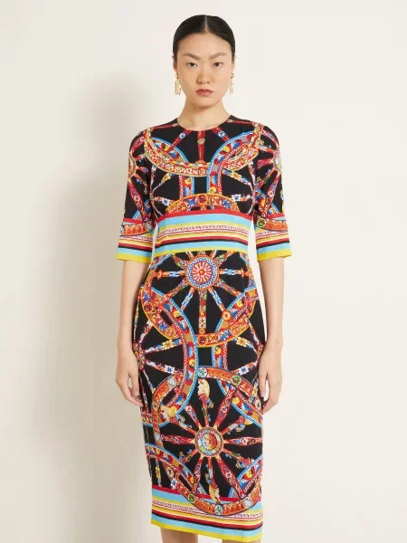 Dolce & Gabbana Pouzdrové Šaty / červená / modrá černá