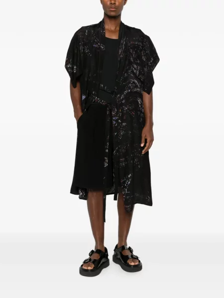 Cu centură palton Yohji Yamamoto negru