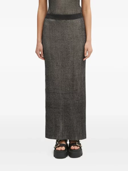 Fusta maxi Samsøe Samsøe tricotate negru