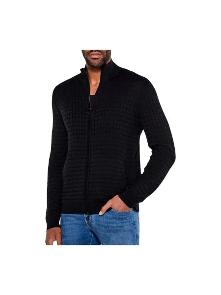 Kardigan Emporio Armani z wysokim kołnierzem czarny