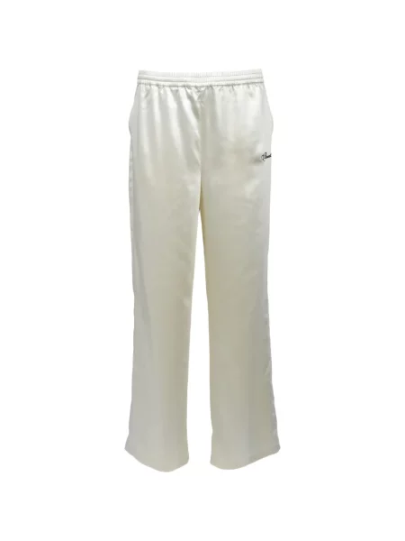 Pantaloni Breath din satin cu autograf alb