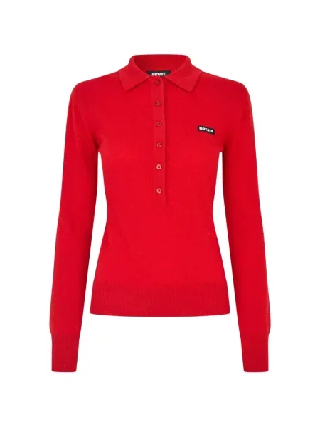 Tricou polo Rotate Birger Christensen de lână roșu