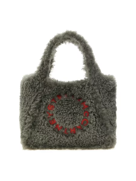 Shopperka Stella Mccartney skórzana z logo szara