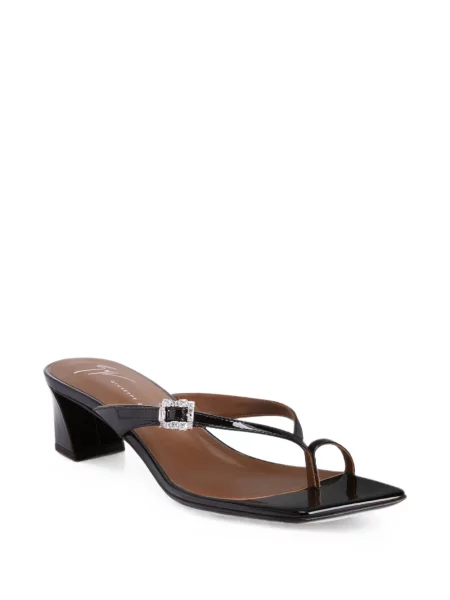 Papuci tip mules Giuseppe Zanotti din piele de lac negru