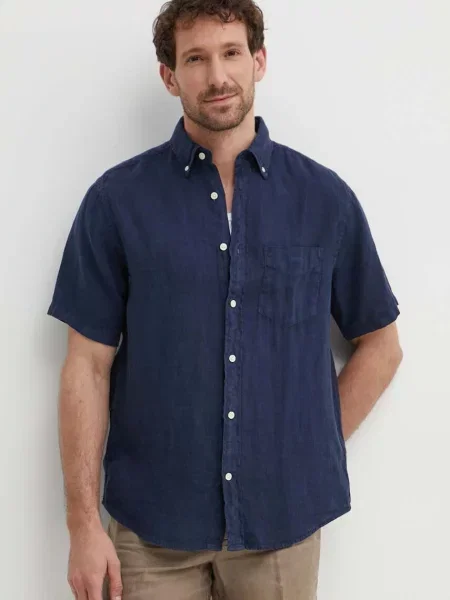 Gant camasa de in marin cu guler button-down regular albastru