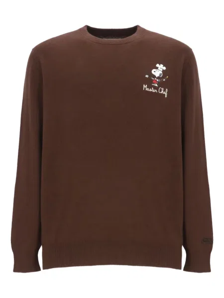 Pulover Mc2 Saint Barth cu broderie cu decolteu rotund maro