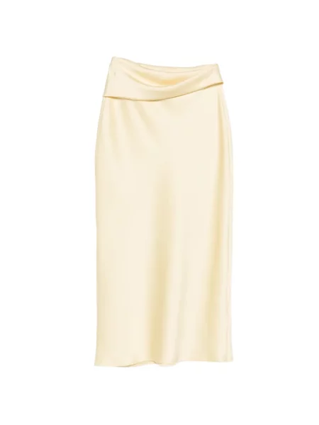 Fustă midi Patrizia Pepe drapată până la genunchi galben