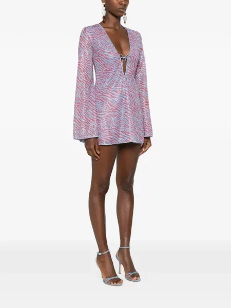 Rochie mini Oseree cu imagine cu model zebră albastru