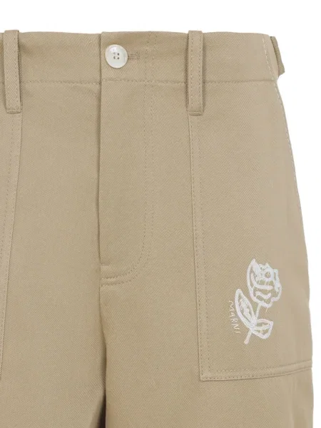 Pantaloni Marni cu broderie roz