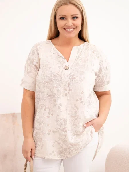 Bluză Kesi Włoski cu mâneci scurte bej