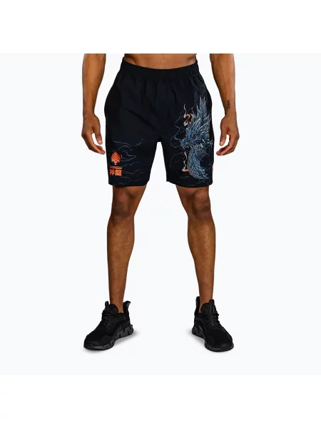 Pantaloni scurți de antrenament pentru bărbați Venum Thunder Dragon Training Black/Grey/Copper negru