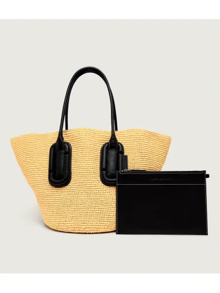 Marc Jacobs Geantă shopper + borsetă Babe Ttote In Wowen cu adaos de piele bej