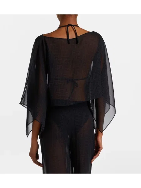 Top Balmain de mătase negru
