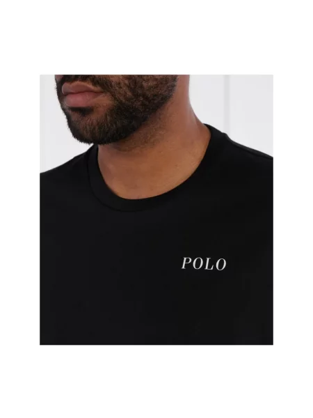 Góra od piżamy o kroju regular fit z czystej bawełny model ‘CREW-SLEEP-TOP’ Polo Ralph Lauren Underwear czarna
