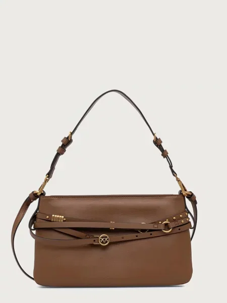 Pinko geantă crossbody pentru femei din piele maro