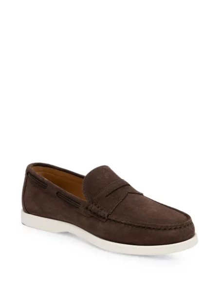 Pantofi loafer Kiton din piele de căprioară maro