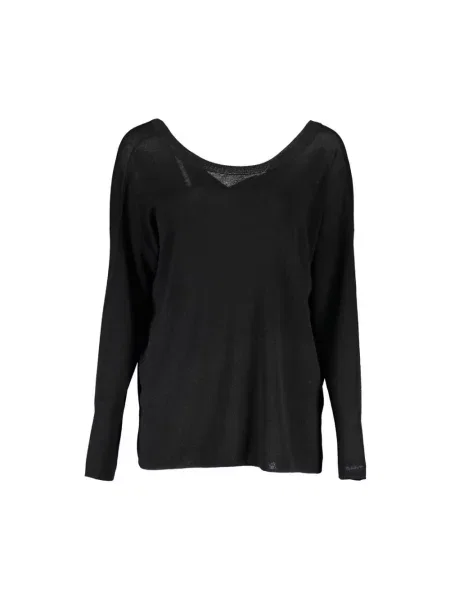 Sweter Gant z długim rękawem wełniany elegancki czarny