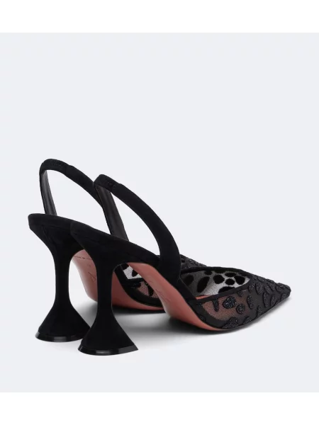 Pantofi cu toc Amina Muaddi plasă slingback negru