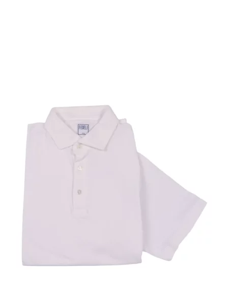 Tricou polo Fedeli tricotate alb