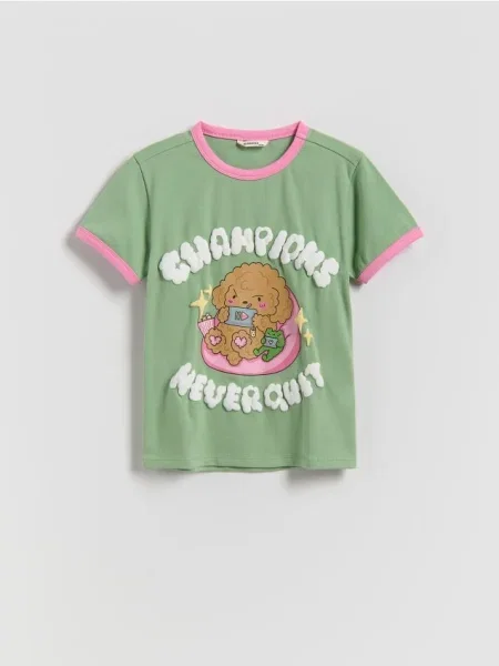 Reserved Tricou din cu imprimeu verde-oliv deschis verde