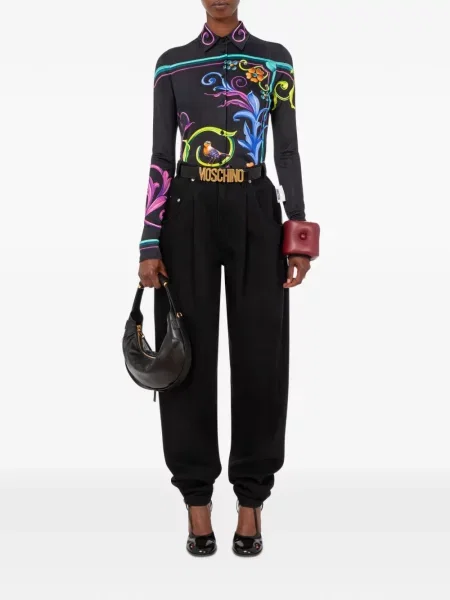 Φλοράλ μακρύς πουκάμισο Moschino με σχέδιο μαύρο