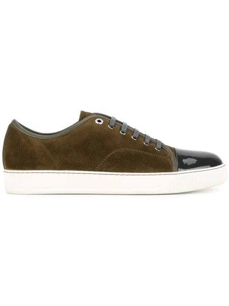 Șapcă Lanvin din piele cu vârf închis verde
