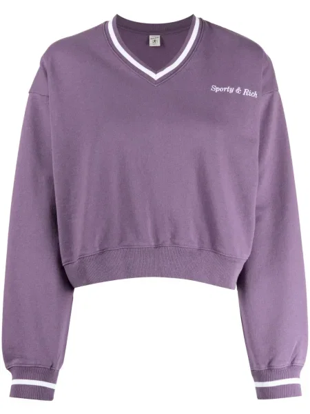 Hanorac Sporty & Rich cu broderie violet