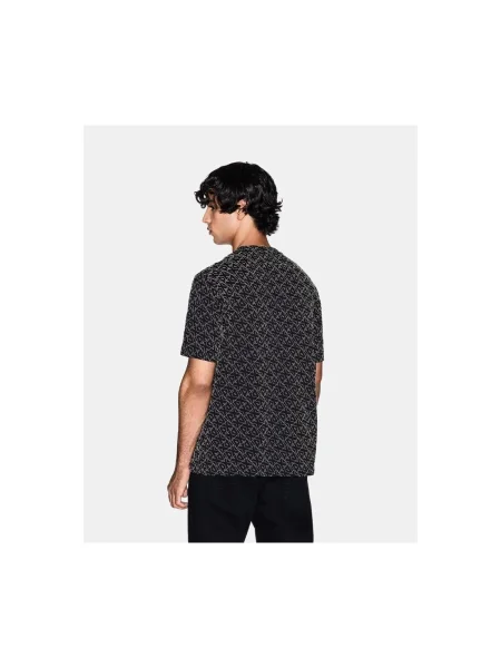 Armani Exchange tricou din cu imprimeu negru