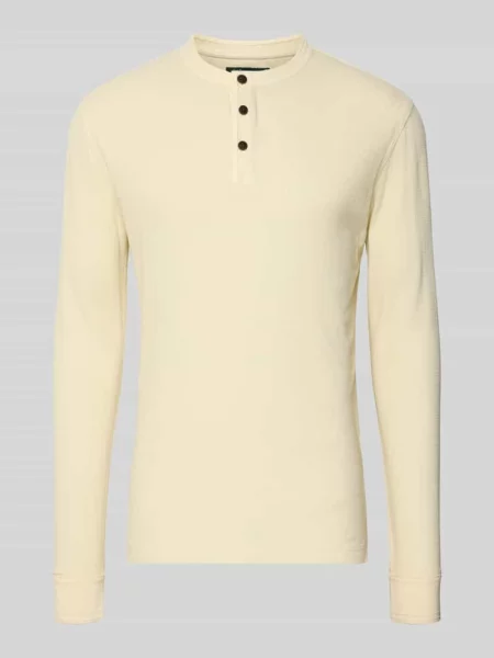 Longsleeve z listwą guzikową Superdry beżowa
