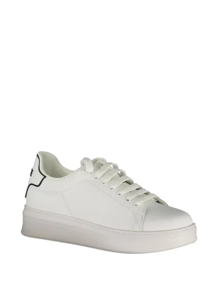 Sneakerși Gaelle cu șireturi cu imagine din dantelă alb