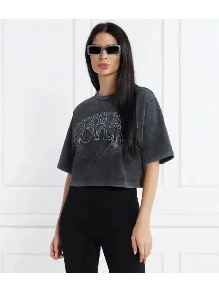 HUGO Tricou Dakadia | Cropped Fit gri