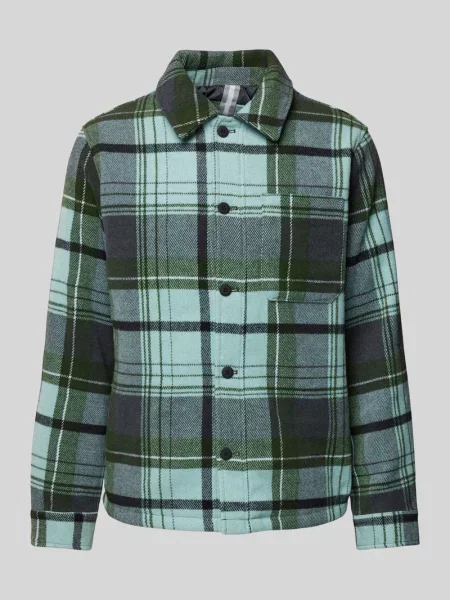 Koszula wierzchnia o kroju regular fit z kieszenią na piersi i wzorem w kratę S.oliver Red Label zielona