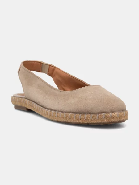 Verbenas espadrile cu călcâiul deschis pentru femei din piele întoarsă KIARA SERRAJE/TAN bej