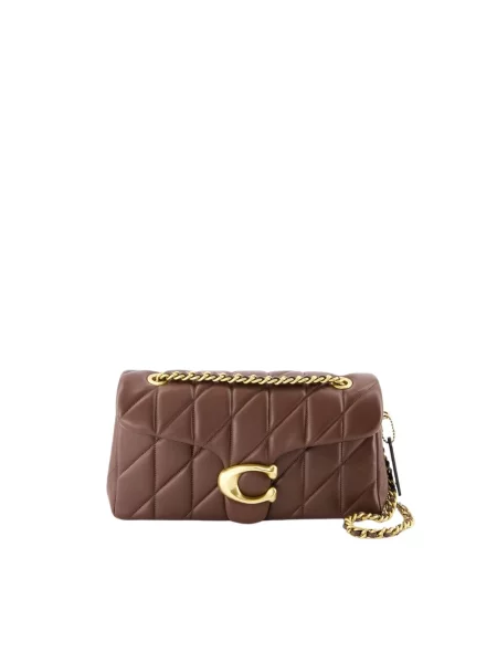 Coach torebka skórzana Tabby Shoulder Bag 26 With Pillow Quilting brązowa