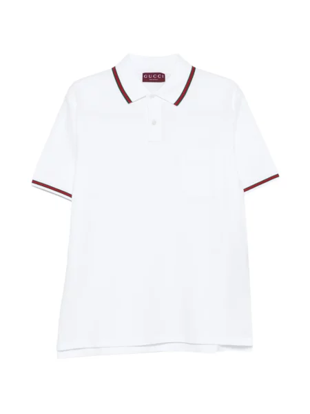 Gulerat tricou polo Gucci cu dungi alb