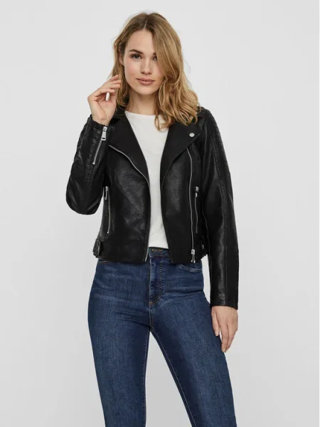 Műbőr ruha Vero Moda fekete