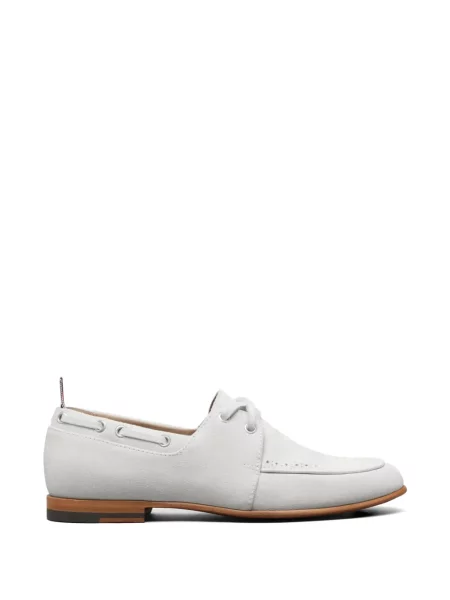 Pantofi loafer Thom Browne din piele de căprioară alb