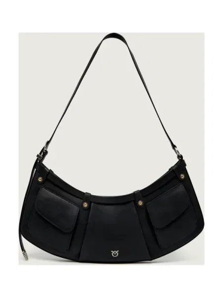 Pinko De piele hobo POCKET body BAG BIG negru