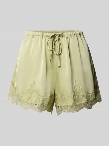 Szorty z satyny z obszyciem koronką Gina Tricot zielone