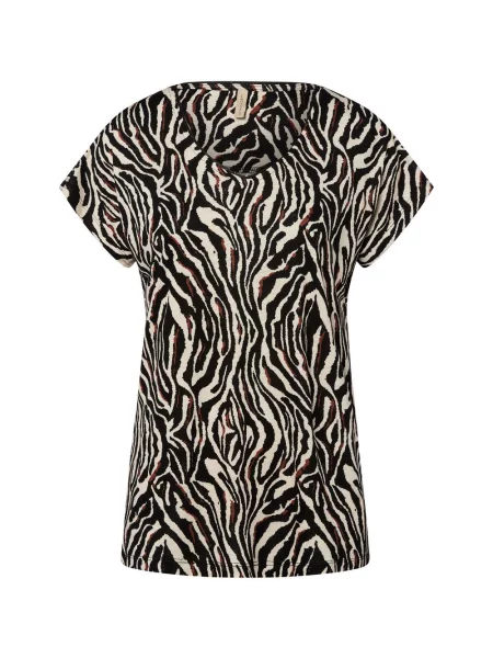 Soyaconcept® Koszulka z zawartością lnu SC-Lenise 5 Kobiety len czarny|beżowy|brązowy wzorzysty S czarna