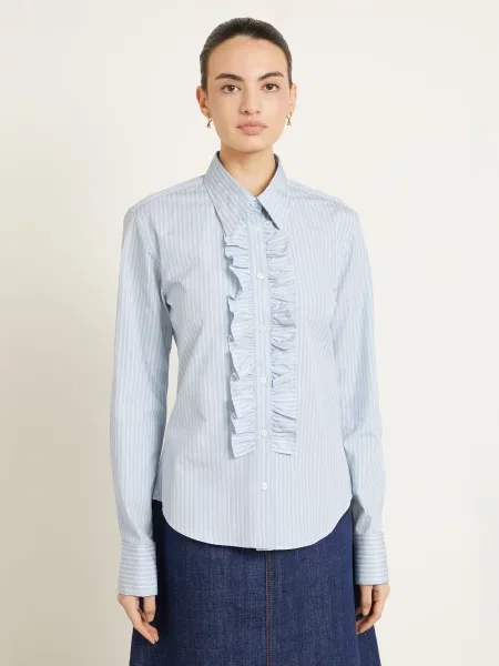 Ami Paris Bluzka Z Falbanami blau biała