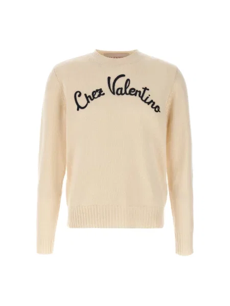 Lniany sweter Valentino Garavani beżowy