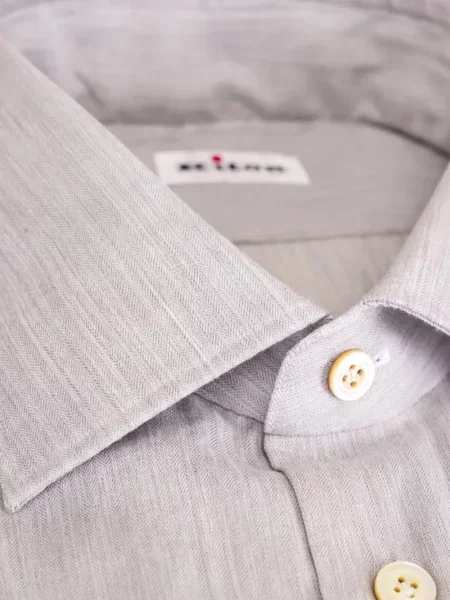 Cămașă Kiton cu model herringbone gri