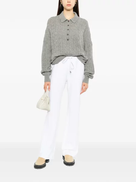 Pantaloni James Perse tricotate alergare alb