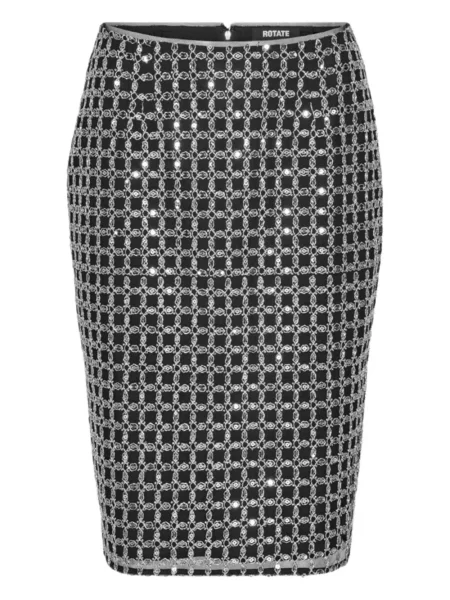 Spódnica midi Rotate Birger Christensen do kolan z koralikami czarna