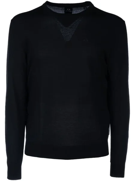 Pulover Armani Exchange cu decolteu rotund negru
