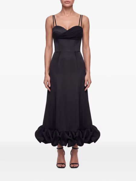 Rochie midi Post Meridiem cu volane negru